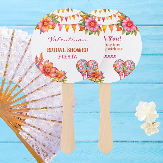 Éventail Fête de mariage mexicain fleuri rose