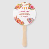 Éventail Fête de mariage mexicain fleuri rose (Dos)