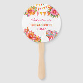 Éventail Fête de mariage mexicain fleuri rose (Devant)