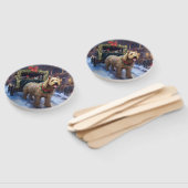 Éventail Fête de Noël de Wheaten Terrier (Non-assemblé)