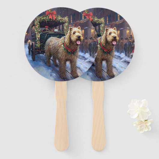 Éventail Fête de Noël de Wheaten Terrier (Devant et derrière)
