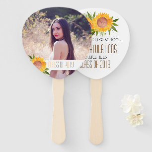 Éventail Fête de remise de diplômes de tournesol félicitati