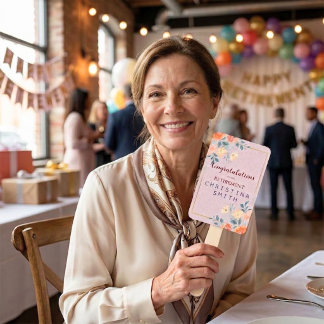 Éventail Fête de retraite élégante et florale à l'aquarelle