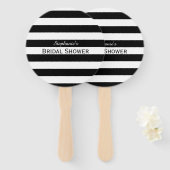 Éventail Fête des mariées à rayures noir et blanc (Devant et derrière)