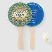 Éventail Fête des mariées de Parties scintillant en or sole (Devant et derrière)