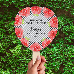 Éventail Fête des mariées derby Roses d'aquarelle noir
