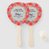 Éventail Fête des mariées derby Roses d'aquarelle noir (Devant et derrière)