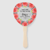 Éventail Fête des mariées derby Roses d'aquarelle noir (Devant)