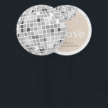 Éventail Fête des mariées Retro Disco Ball Photo<br><div class="desc">Revenez dans le temps avec notre collection Retro Disco Ball Bridal Shower Invitations & Decor. Plongez dans la nostalgie de la les années 70 avec des arches beiges et grises, rehaussées de polices de parties scintillant argentées super. L'emblématique boule de disco rétro prend le devant de la scène, évoquant une...</div>