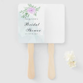 Éventail Fête des mariées verte de Rose pourpre Eucalyptus  (Devant et derrière)