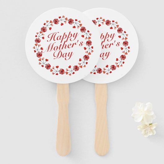 Éventail Fête des mères élégante couronne de fleurs | Venti (Devant et derrière)