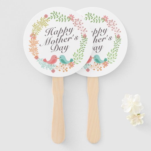 Éventail Fête des Mères Fête Florale Ventilateur à main (Devant et derrière)