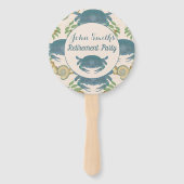 Éventail Fête du crabe - Aquarelle Crabes bleus, Retraite (Devant)