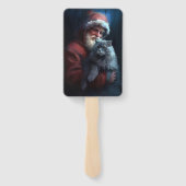 Éventail Fête du Père Noël du chat bleu russe (Dos)