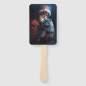 Éventail Fête du Père Noël du chat bleu russe (Devant)