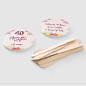 Éventail Fête Florale 40e Anniversaire - Elégant Pastel 40 (Non-assemblé)