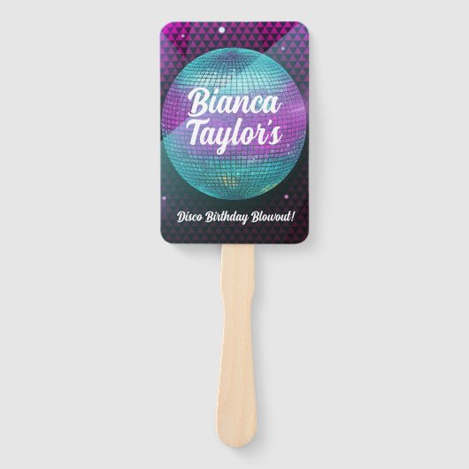 Éventail Feu Disco violet et rose fête d'anniversaire (Devant)