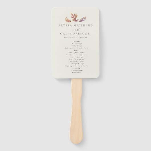 Éventail Feuilles d'automne programme de mariage de prune d (Devant)