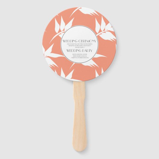Éventail Feuilles de corail clair moderne Silo Mariage Roun (Dos)