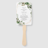 Éventail Feuilles & Eucalyptus Gold Wedding Programme (Devant)