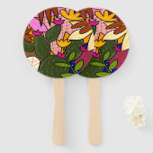 Éventail feuilles tropicaux Abstraits et fleurs (Devant et derrière)