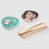 Éventail Fille Anniversaire Chat Mermaid mignonne Photo Blu (Non-assemblé)