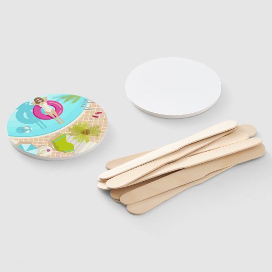 Éventail Fille de piscine en bikini plage d'été (Non-assemblé)