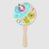 Éventail Fille de piscine en bikini plage d'été (Devant)