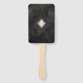 Éventail Fine Lines Gold Abstrait Mariage V1 Black ID867 (Devant)