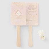 Éventail Fine Lines Gold Abstrait Mariage V1 Blush ID867 (Devant et derrière)