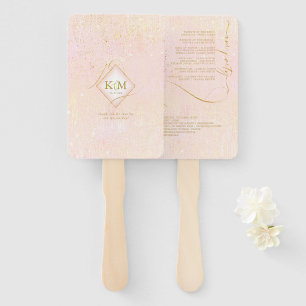 Éventail Fine Lines Gold Abstrait Mariage V1 Blush ID867