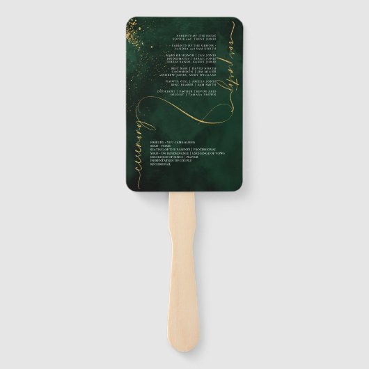 Éventail Fine Lines Gold Abstrait Mariage V1 Emerald ID867 (Dos)