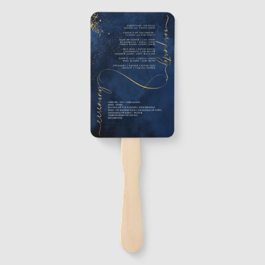 Éventail Fine Lines Gold Abstrait Mariage V1 Navy ID867 (Dos)