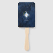 Éventail Fine Lines Gold Abstrait Mariage V1 Navy ID867 (Devant)