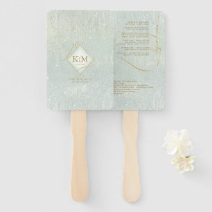 Éventail Fine Lines Gold Abstrait Mariage V1 Sage ID867
