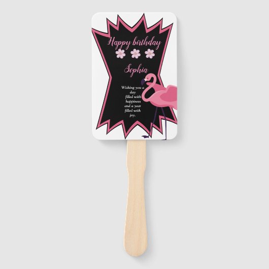 Éventail Flamant rose anniversaire (Devant)