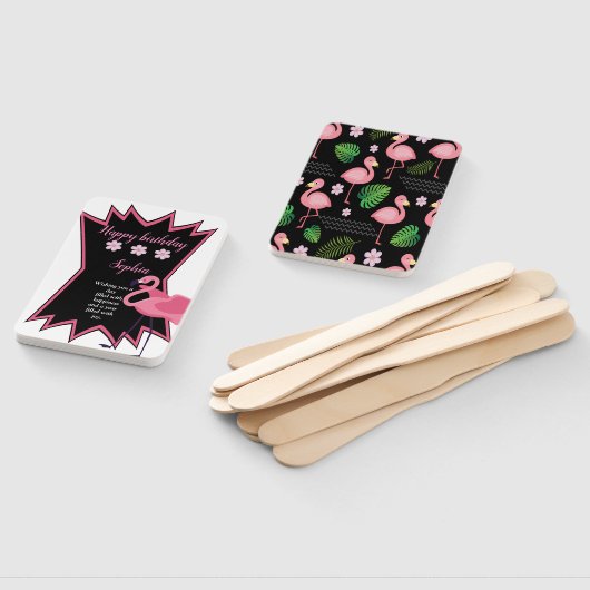 Éventail Flamant rose anniversaire (Non-assemblé)