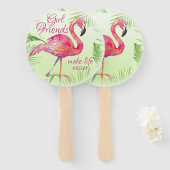 Éventail Flamant rose Fermes tropicales Elégante aquarelle (Devant et derrière)