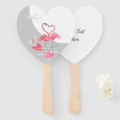 Éventail Flamant rose Love Grande Lune Texte main ventilate (Devant et derrière)