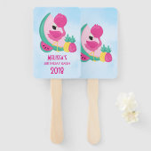 Éventail Flamant rose rose avec pastèque et ananas (Devant et derrière)