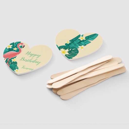 Éventail Flamant rose tropical (Non-assemblé)