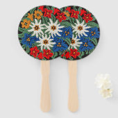 Éventail Fleur alpine suisse Edelweiss (Devant et derrière)