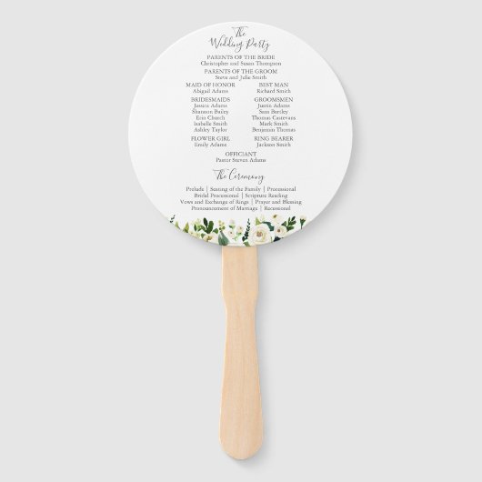 Éventail Fleur blanche et programme de mariage vert Ventila (Dos)