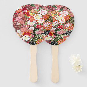 Éventail Fleur de cerisier japonais blanc rouge