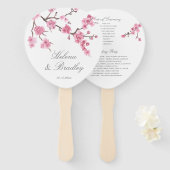 Éventail Fleur de cerisier | Rose | Programme de mariage (Devant et derrière)