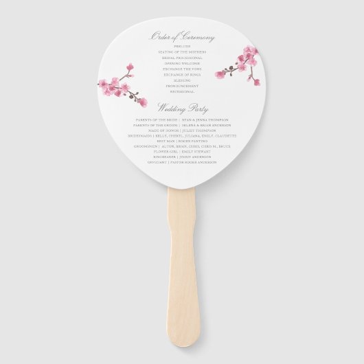 Éventail Fleur de cerisier | Rose | Programme de mariage (Dos)