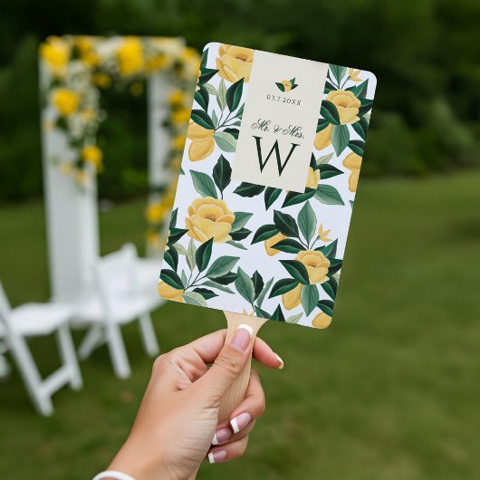 Éventail Fleur de citron Arbre Floral Élégant Mariage blanc