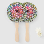 ÉVENTAIL FLEUR DE DAHLIA (Devant et derrière)
