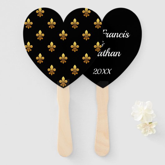 Éventail Fleur de Lis Fan customisé (Devant et derrière)