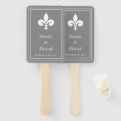 Éventail Fleur de Lis Gris Mariage (Devant et derrière)